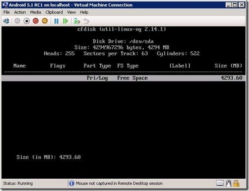 Setting partition to full size