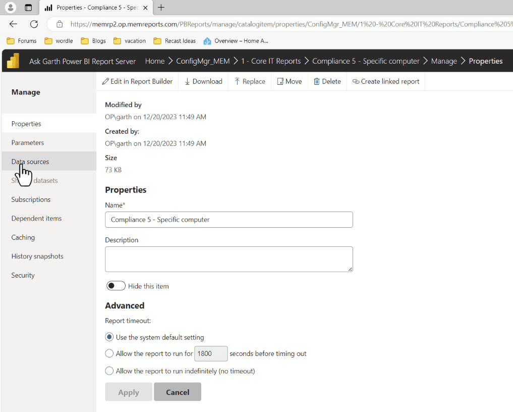 Selecting the Data source node