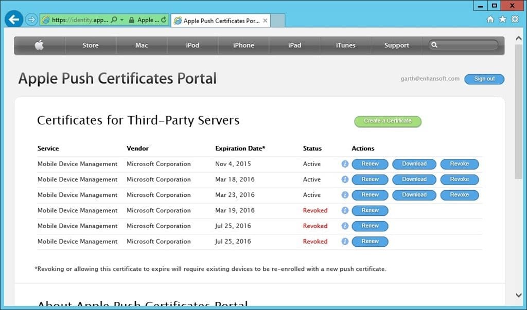 Where is My Apple Push Certificate?