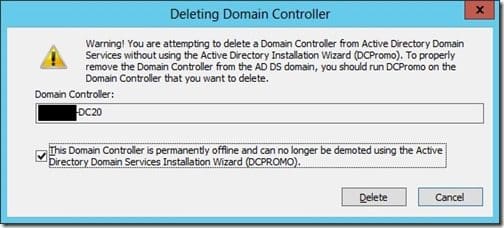 Decommissioning a DC - Check Box Decommissioning a DC - Check Box