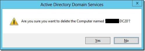 Decommissioning a DC - Yes to Confirm Decommissioning a DC - Yes to Confirm