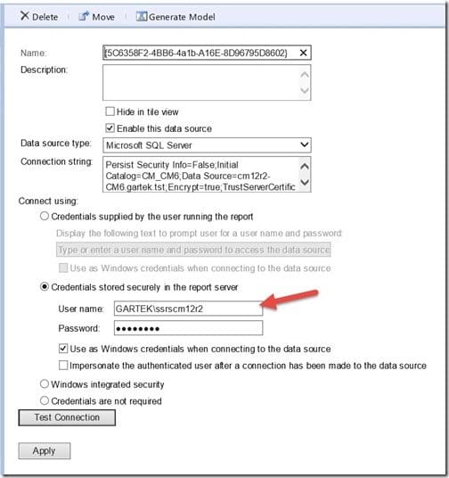 Which Security Accounts Are Used within ConfigMgr SSRS Report Execution-Screenshot4 User Name-Screenshot4