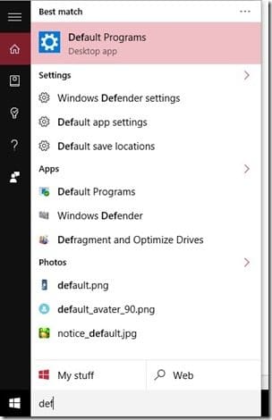 Edge-Default Programs Windows 10 Edge - Default Programs