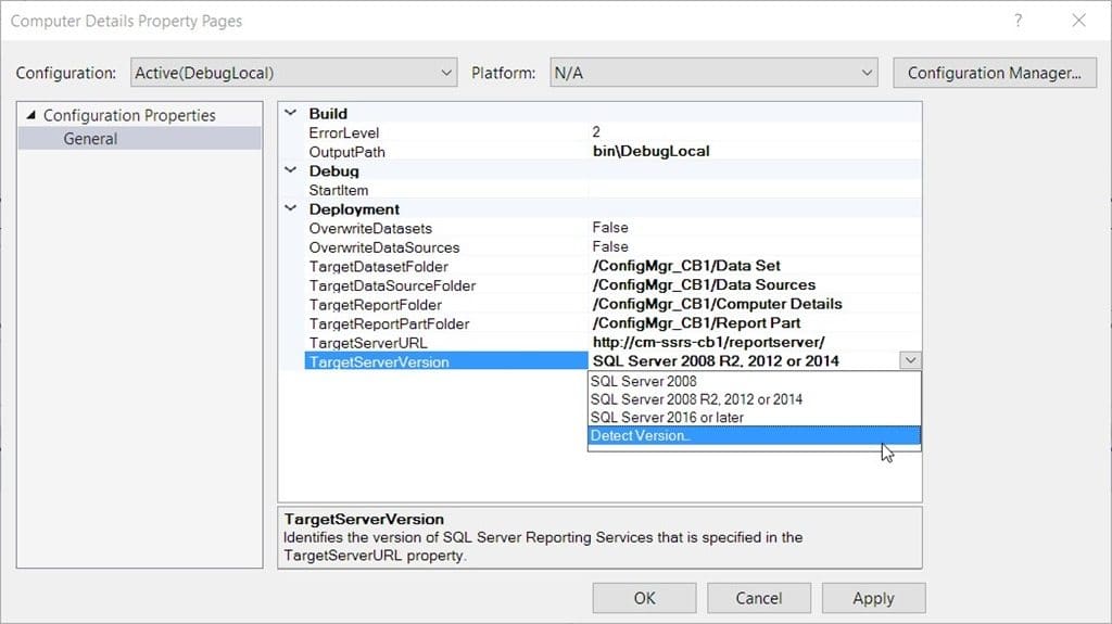 SQL Server Data Tools (SSDT) and RDL Versions