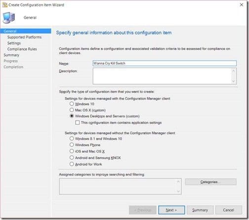 Create Configuration Item Wizard - General Tab General Tab