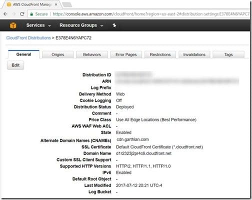 Amazon CloudFront-General Tab