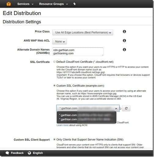 Installing W3 Total Cache and Amazon CloudFront on WordPress-Edit Distribution