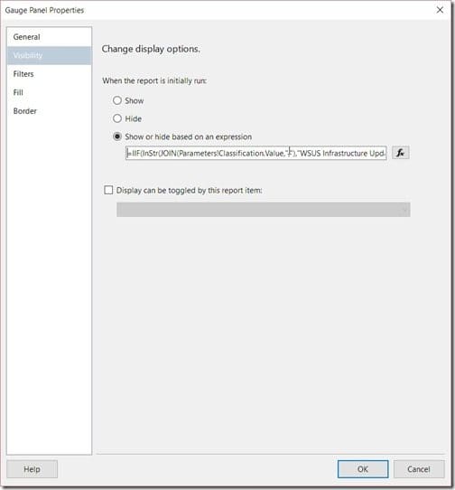 How Can I Hide an SSRS Gauge in a Dashboard-Gauge Panel Properties Visibility Node