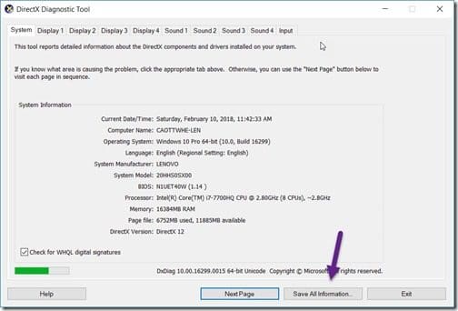 Troubleshoot Miracast - DirectX Diagnostic Tool