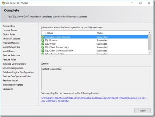 SQL Server 2017 - Complete Node