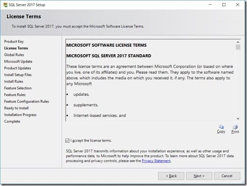 SQL Server 2017 - License Terms