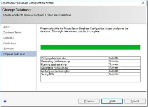 SQL Server Reporting Services 2017 - Progress and Finish