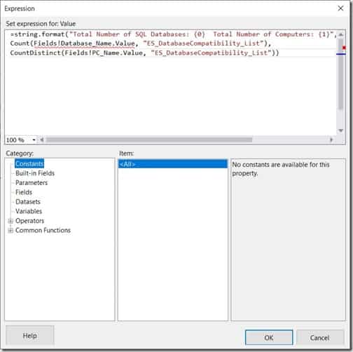 Add the Total Number of Computers in a SSRS Table - Expression Window Add the Total Number of Computers in a SSRS Table - Expression Window