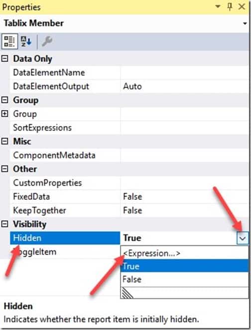 Hide Unused Rows in a Tablix - Properties