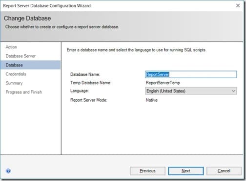 Power BI Report Server 2019 - Change Database - Database Power BI Report Server 2019 - Change Database - Database