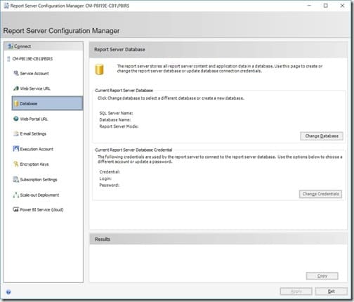 Power BI Report Server 2019 - Change Database Power BI Report Server 2019 - Change Database