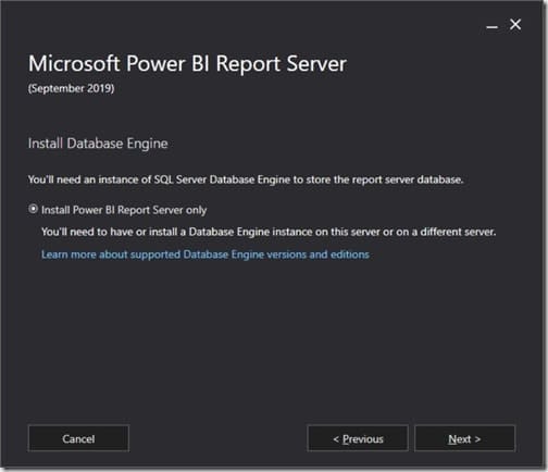 Power BI Report Server 2019 - Database Engine Power BI Report Server 2019 - Database Engine