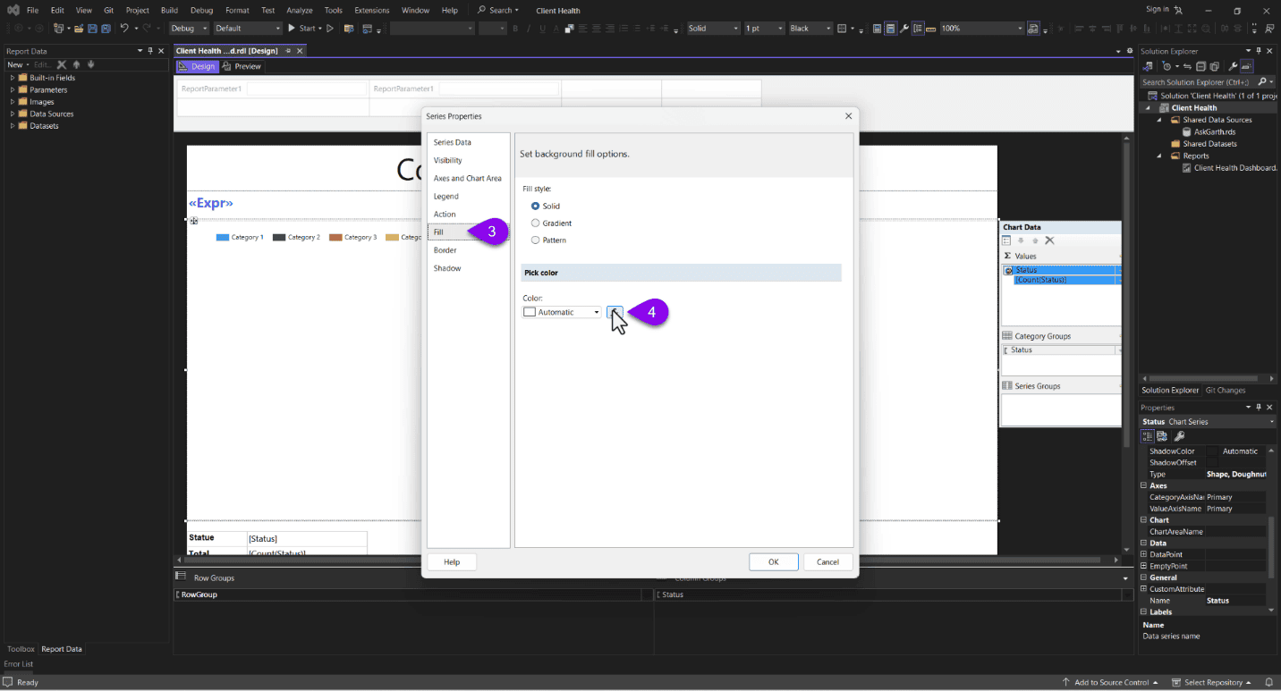 Accessing the color function menu item. 