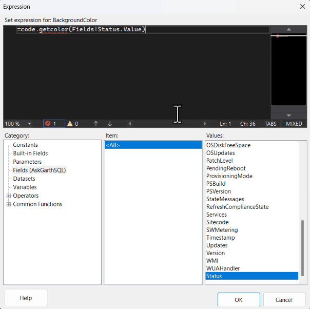 Expression window.