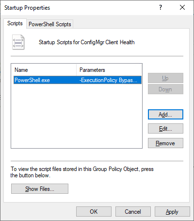 Displaying the final command line for the Computer Start Up GPO