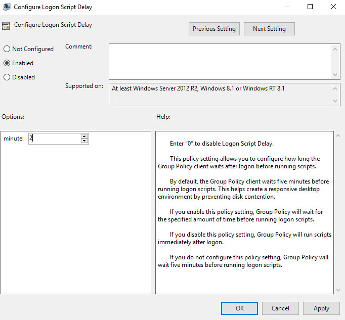 two minute delay for GPO script