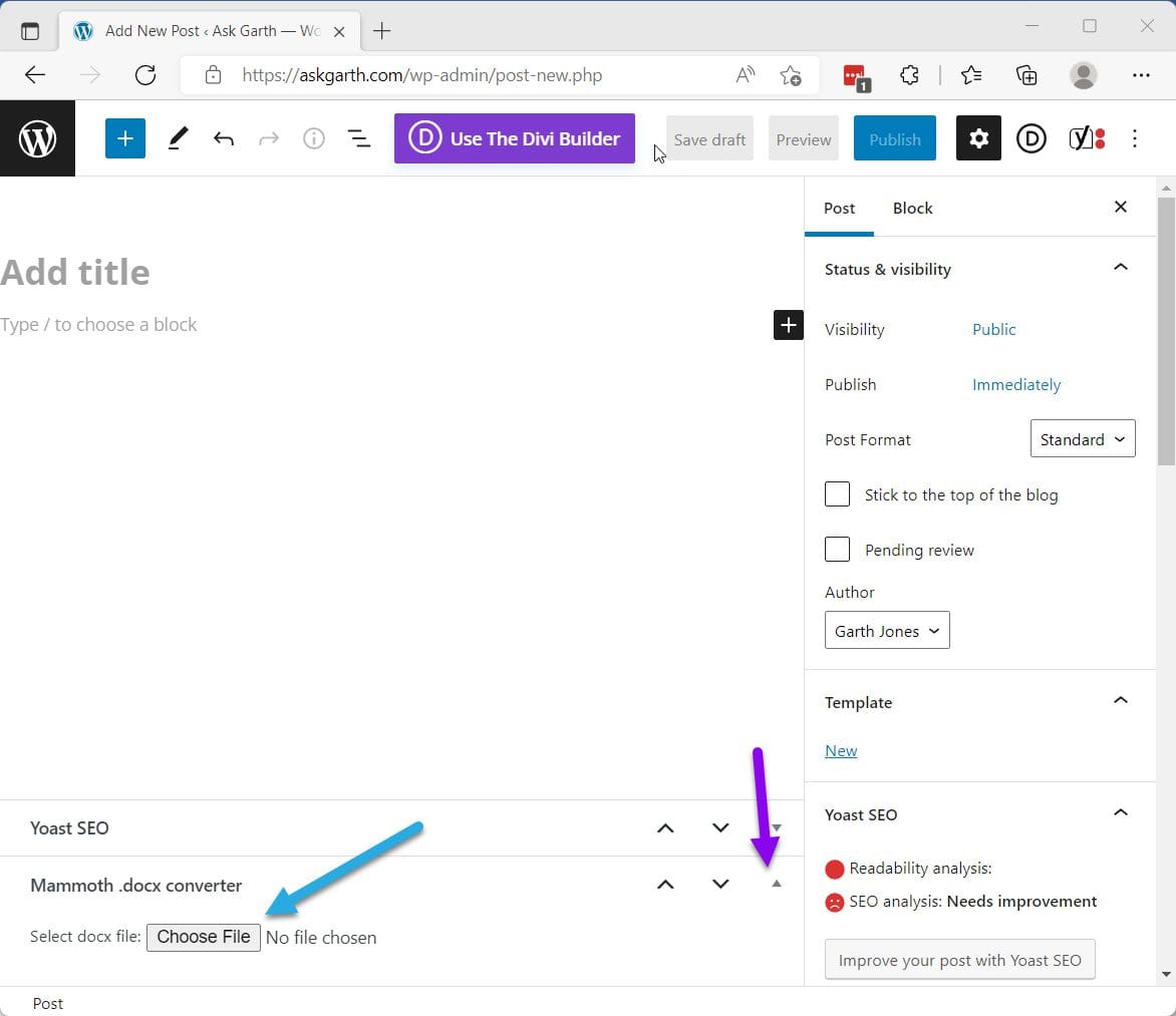 using mammoth word converter
