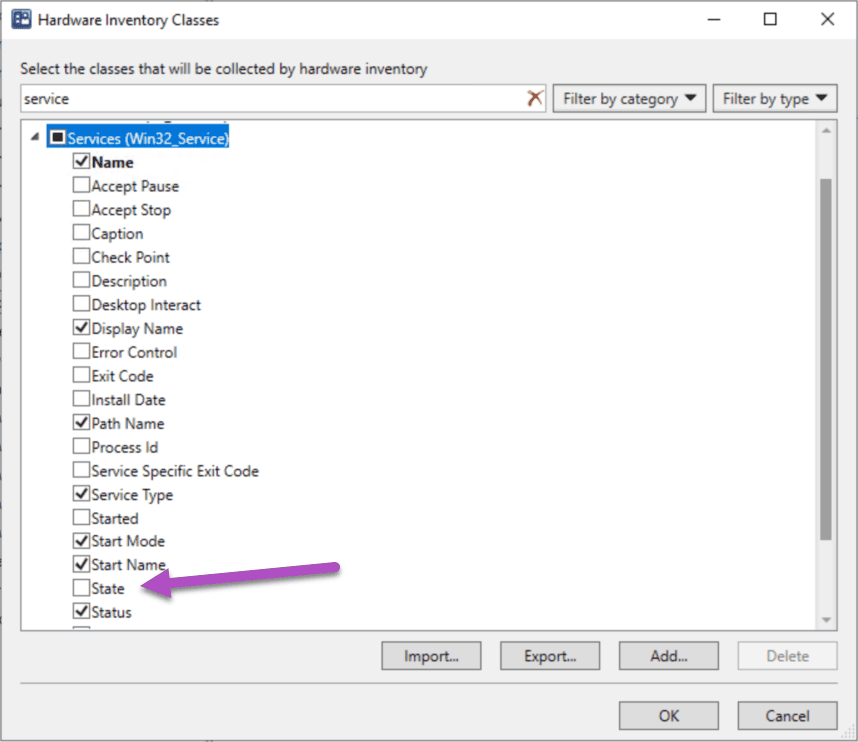 Updating query a Service status to add the State value.