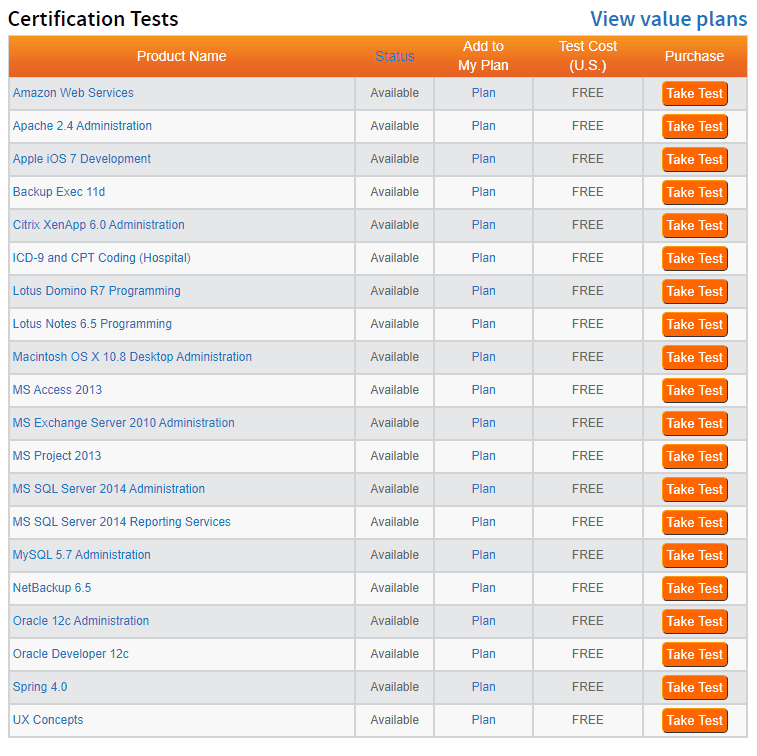 Brainbench Free Certifications!