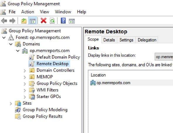 Group Policy Management Admin tool.