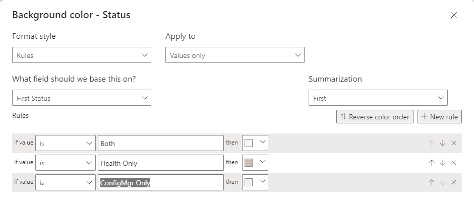 Complete Conditional Formatting rules for the Status column. 