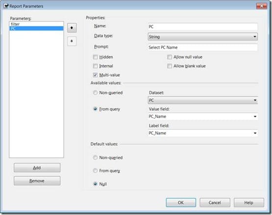Wild Card Prompts - Report Parameters